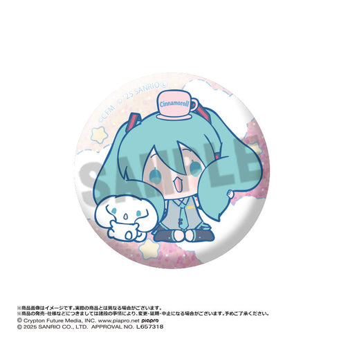 『初音ミク×シナモロール』トレーディンググリッター缶バッジ【BOX】